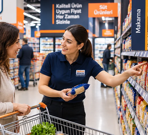 Seyhan Ekspres çalışanı müşteriye yardım ederken